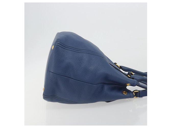 Borsa a mano PRADA in pelle 2way blu tono oro Auth 195424V - vista 3