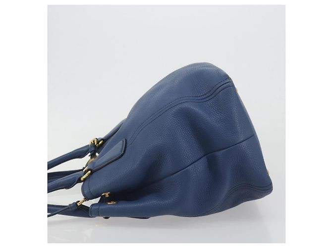 Borsa a mano PRADA in pelle 2way blu tono oro Auth 195424V - vista 4
