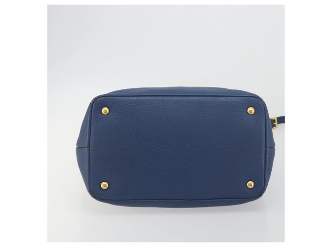 Borsa a mano PRADA in pelle 2way blu tono oro Auth 195424V - vista 5