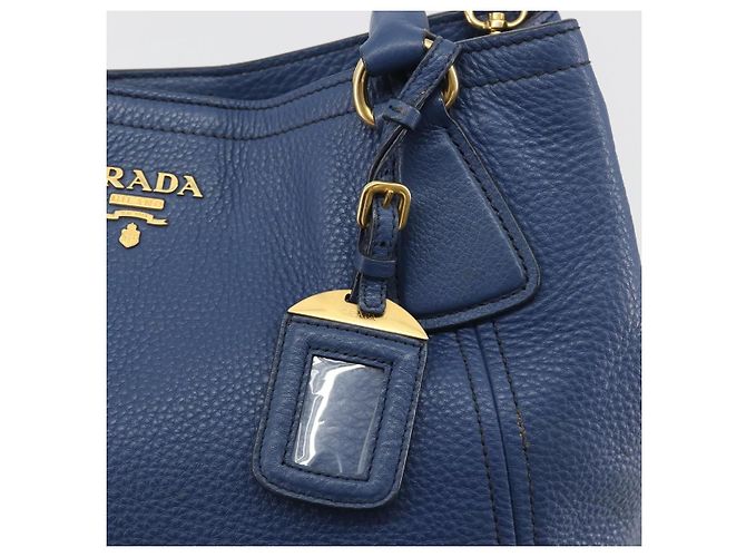 Borsa a mano PRADA in pelle 2way blu tono oro Auth 195424V - vista 9
