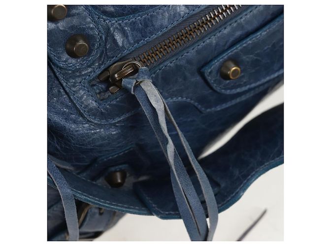BALENCIAGA Borsa The First in pelle 2way Blu Oro 103208 Auth am12227V D'oro - vista 19