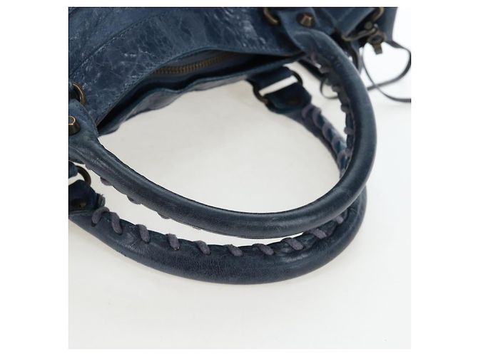 BALENCIAGA Borsa The First in pelle 2way Blu Oro 103208 Auth am12227V D'oro - vista 7
