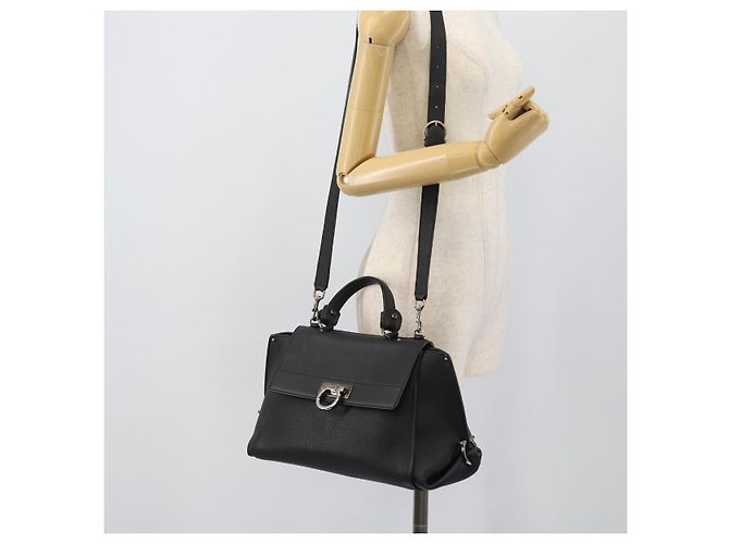 Borsa Salvatore Ferragamo Sofia Gancini in pelle 2way Nero Argento Auth 195584 - vista 26