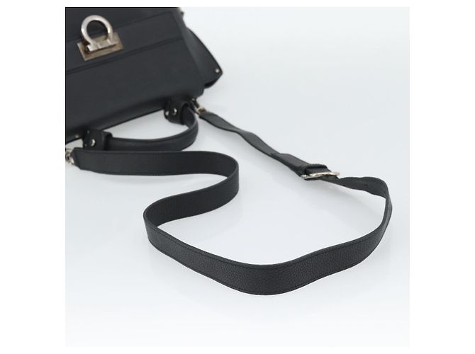 Borsa Salvatore Ferragamo Sofia Gancini in pelle 2way Nero Argento Auth 195584 - vista 9