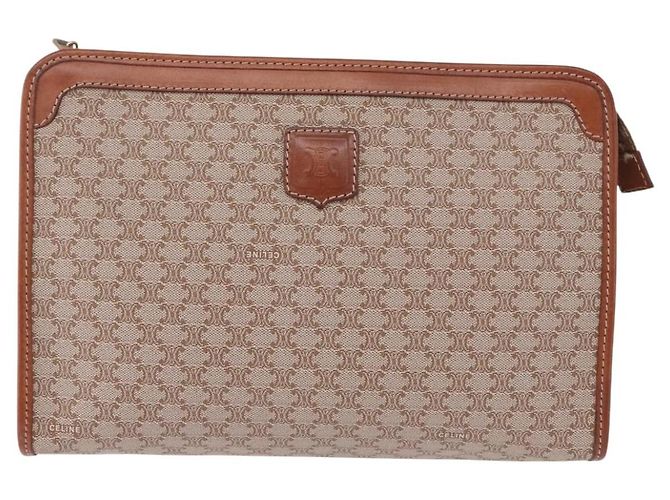 Céline Borsa a pochette CELINE Macadam PVC Beige Gold Auth 183561A D'oro - vista 13