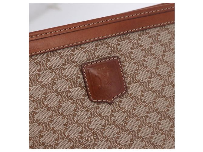 Céline Borsa a pochette CELINE Macadam PVC Beige Gold Auth 183561A D'oro - vista 17