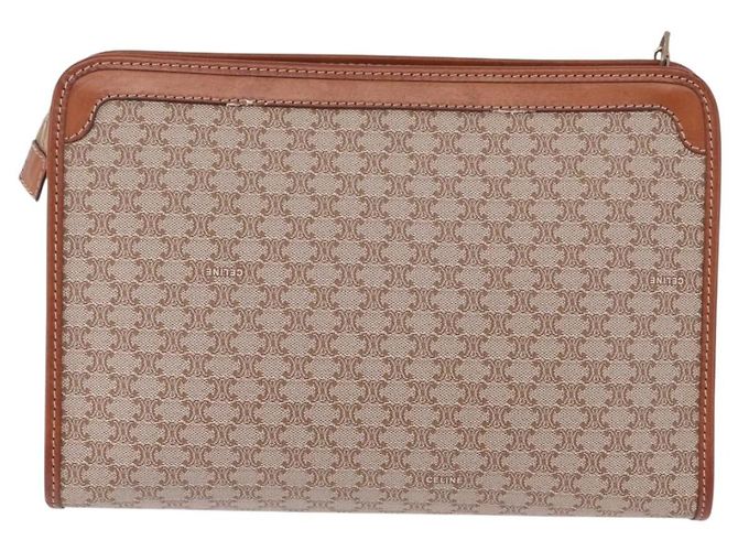 Céline Borsa a pochette CELINE Macadam PVC Beige Gold Auth 183561A D'oro - vista 2