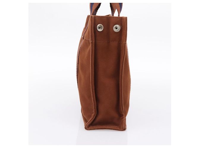 Hermès Bolso HERMES Fourre Tout PM algodón Brown Silver Auth BA14842 Castaño Plata - vista 4