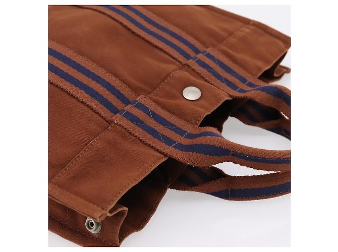 Hermès Bolso HERMES Fourre Tout PM algodón Brown Silver Auth BA14842 Castaño Plata - vista 6