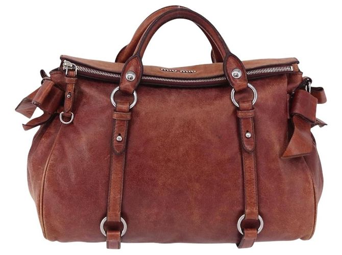 Borsa a mano Miu Miu in pelle rossa argento Auth 196298 Rosso - vista 13