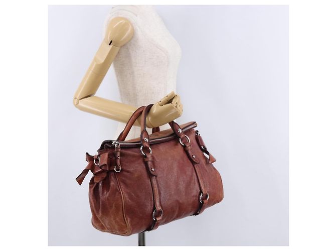 Borsa a mano Miu Miu in pelle rossa argento Auth 196298 Rosso - vista 23