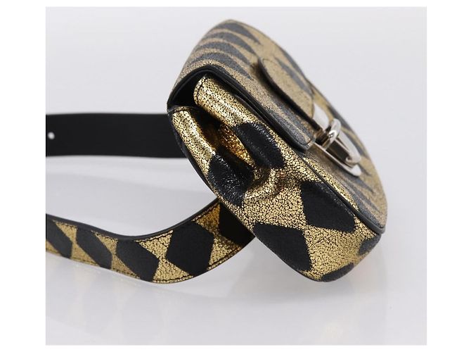 Borsello a vita GUCCI per bambini in pelle Oro Argento 605112 Auth 196463V - vista 3