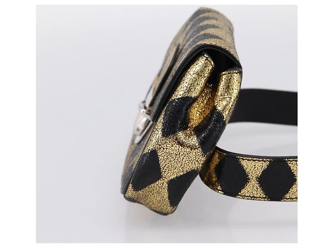 Borsello a vita GUCCI per bambini in pelle Oro Argento 605112 Auth 196463V - vista 4