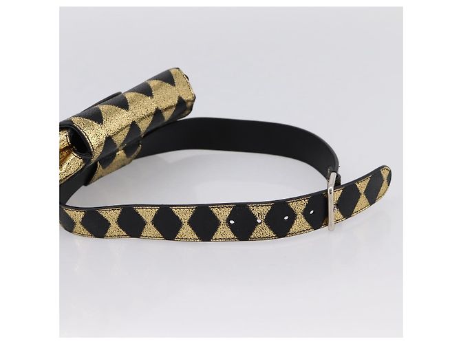 Borsello a vita GUCCI per bambini in pelle Oro Argento 605112 Auth 196463V - vista 7