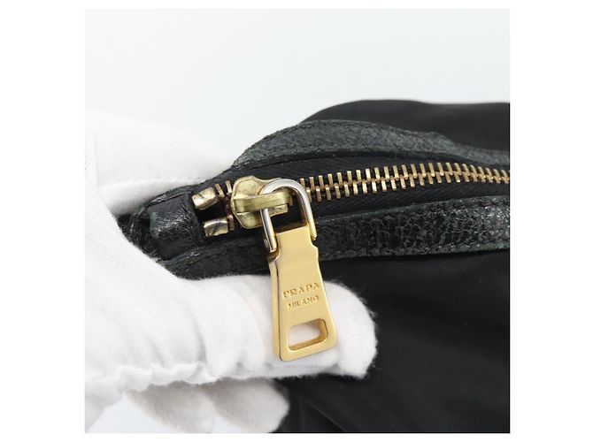 Borsa Tote PRADA Nylon 2way Black Gold Auth 196064 Nero D'oro - vista 10
