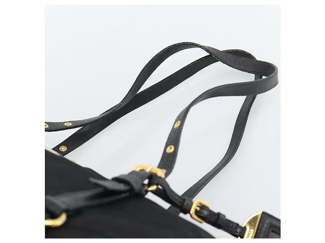 Borsa Tote PRADA Nylon 2way Black Gold Auth 196064 Nero D'oro - vista 14