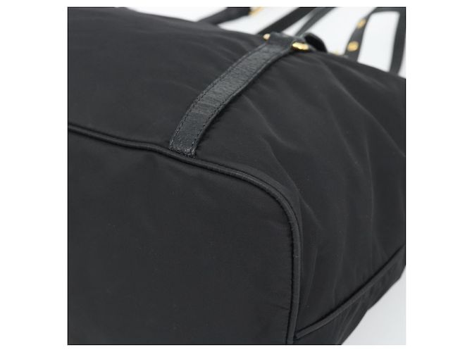 Borsa Tote PRADA Nylon 2way Black Gold Auth 196064 Nero D'oro - vista 16