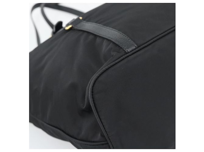 Borsa Tote PRADA Nylon 2way Black Gold Auth 196064 Nero D'oro - vista 17