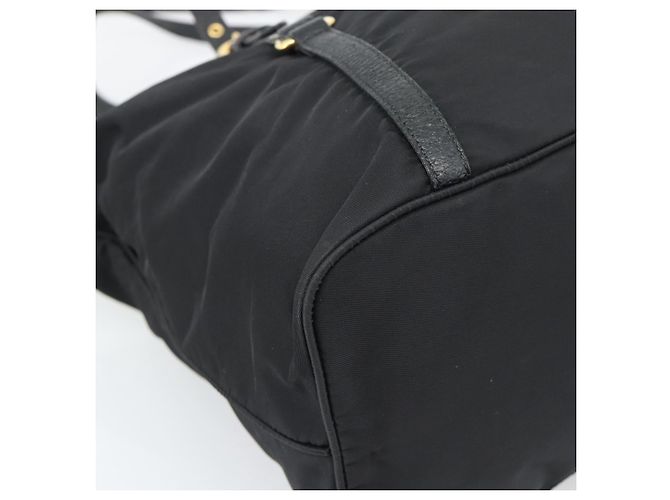 Borsa Tote PRADA Nylon 2way Black Gold Auth 196064 Nero D'oro - vista 19