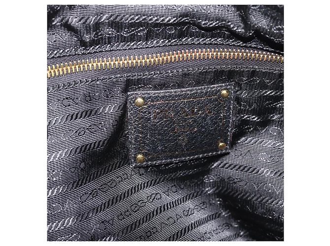 Borsa Tote PRADA Nylon 2way Black Gold Auth 196064 Nero D'oro - vista 21