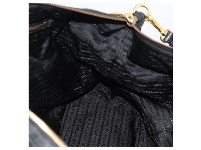 Borsa Tote PRADA Nylon 2way Black Gold Auth 196064 Nero D'oro - vista 22