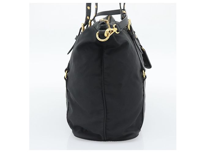 Borsa Tote PRADA Nylon 2way Black Gold Auth 196064 Nero D'oro - vista 3