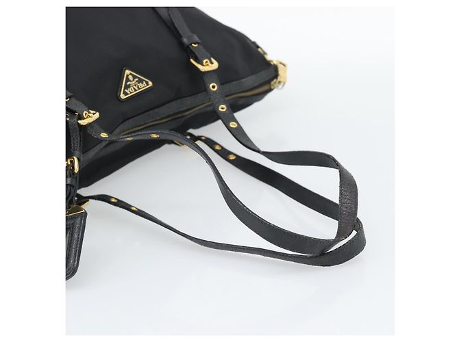 Borsa Tote PRADA Nylon 2way Black Gold Auth 196064 Nero D'oro - vista 7