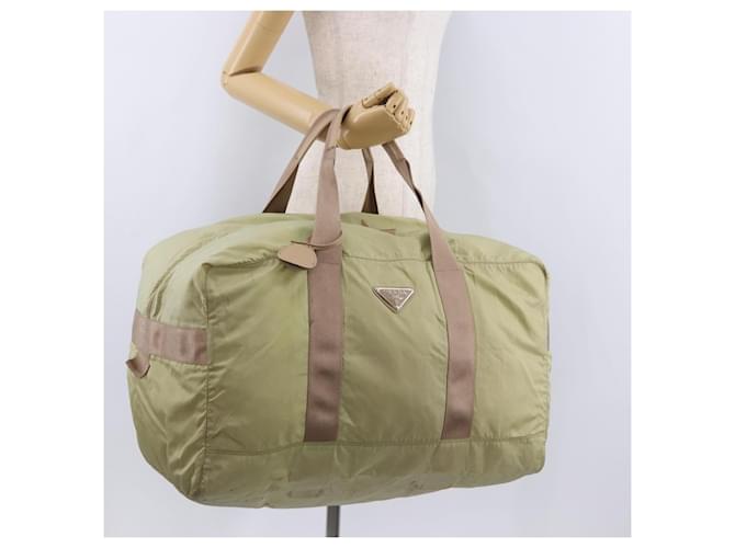 Borsa Boston PRADA Nylon Khaki Silver Auth 192536 Argento Cachi - vista 25