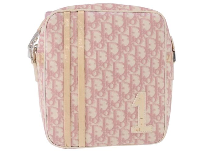 Borsa a tracolla Christian Dior Trotter Canvas PVC Rosa Argento Auth 195709 - vista 13