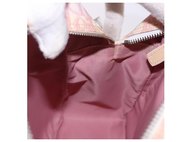 Borsa a tracolla Christian Dior Trotter Canvas PVC Rosa Argento Auth 195709 - vista 20