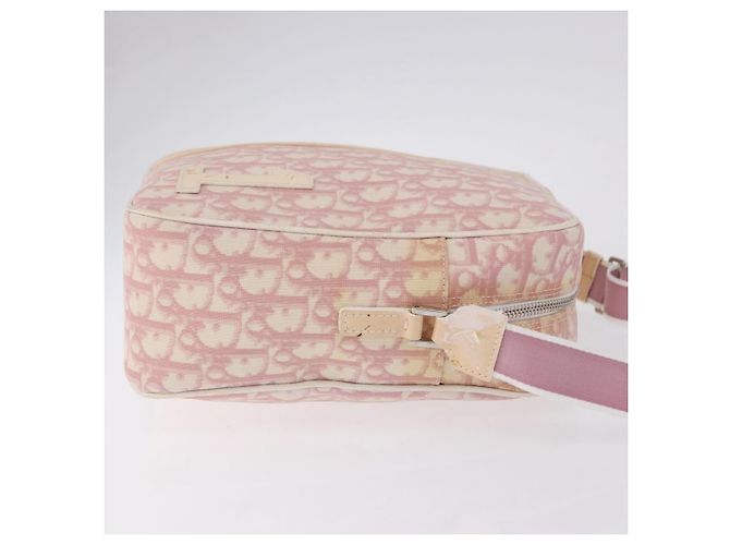 Borsa a tracolla Christian Dior Trotter Canvas PVC Rosa Argento Auth 195709 - vista 3