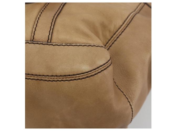 Saco Tote BURBERRY Couro Beige Gold Auth 195681A Bege Dourado - vista 16