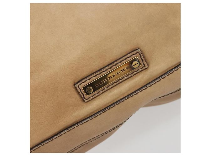 Saco Tote BURBERRY Couro Beige Gold Auth 195681A Bege Dourado - vista 19