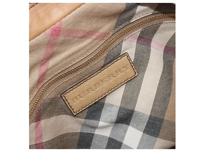 Saco Tote BURBERRY Couro Beige Gold Auth 195681A Bege Dourado - vista 20