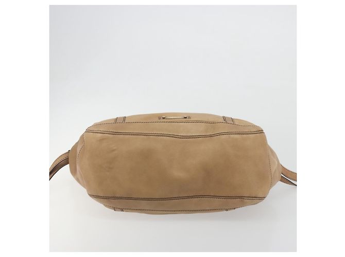 Saco Tote BURBERRY Couro Beige Gold Auth 195681A Bege Dourado - vista 5