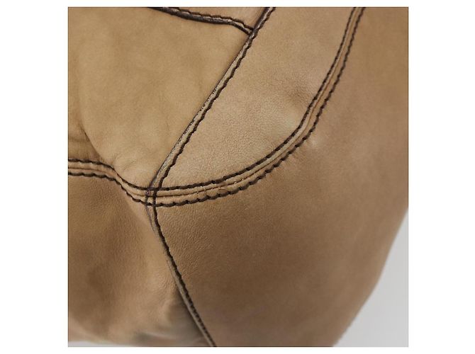 Saco Tote BURBERRY Couro Beige Gold Auth 195681A Bege Dourado - vista 9