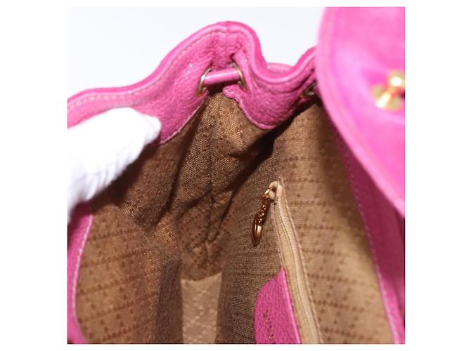 Zaino GUCCI Bamboo Camoscio Rosa Tono Oro 003 1705 0080 Auth BA14635 - vista 24