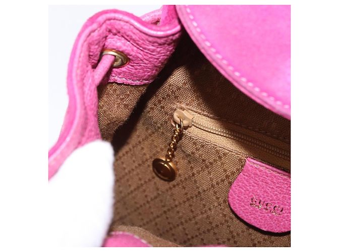 Zaino GUCCI Bamboo Camoscio Rosa Tono Oro 003 1705 0080 Auth BA14635 - vista 25