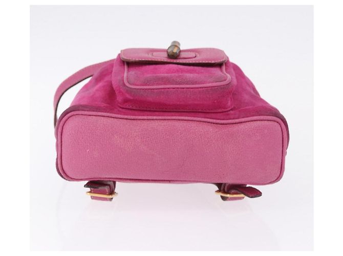 Zaino GUCCI Bamboo Camoscio Rosa Tono Oro 003 1705 0080 Auth BA14635 - vista 5