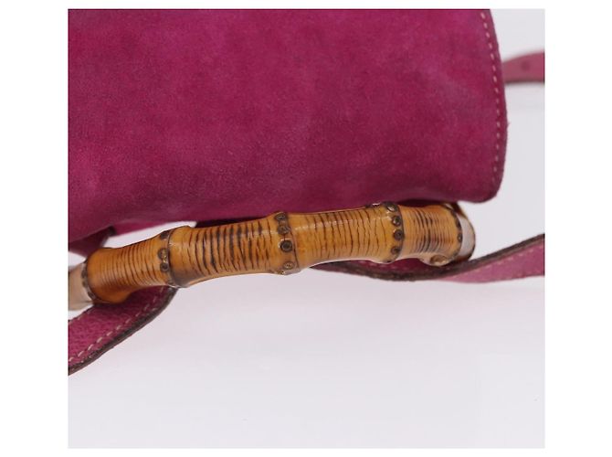Zaino GUCCI Bamboo Camoscio Rosa Tono Oro 003 1705 0080 Auth BA14635 - vista 7