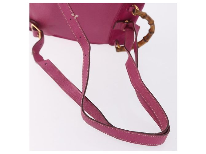 Zaino GUCCI Bamboo Camoscio Rosa Tono Oro 003 1705 0080 Auth BA14635 - vista 8