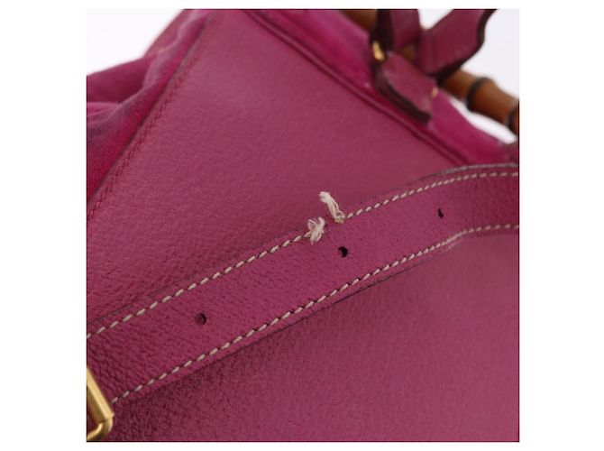 Zaino GUCCI Bamboo Camoscio Rosa Tono Oro 003 1705 0080 Auth BA14635 - vista 9