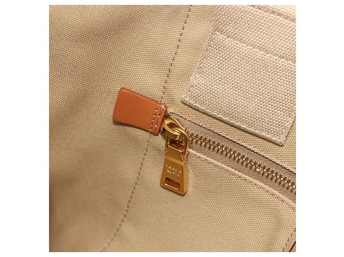 Borsa a mano PRADA Canapa M Canvas Beige Gold Auth 195043A D'oro - vista 21