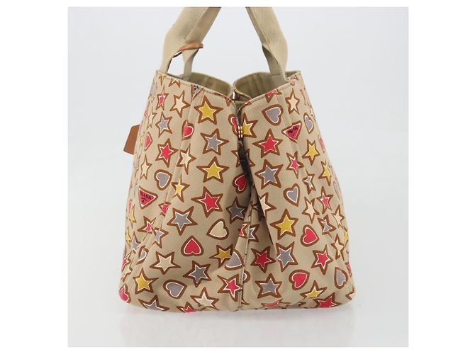 Borsa a mano PRADA Canapa M Canvas Beige Gold Auth 195043A D'oro - vista 3