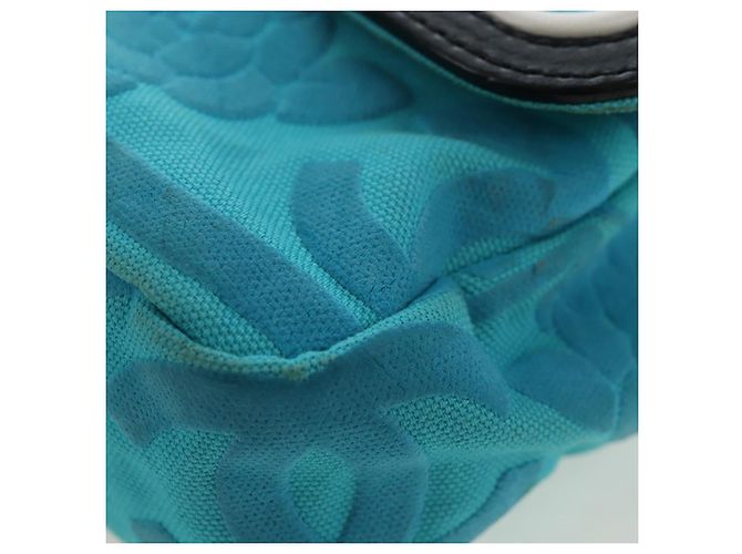 Borsa a tracolla con catena CHANEL Canvas Blu Turchese Argento CC Auth 195104M - vista 16