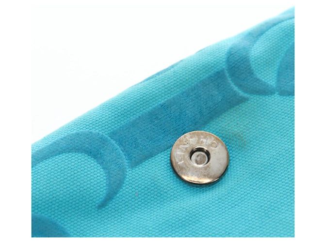 Borsa a tracolla con catena CHANEL Canvas Blu Turchese Argento CC Auth 195104M - vista 22