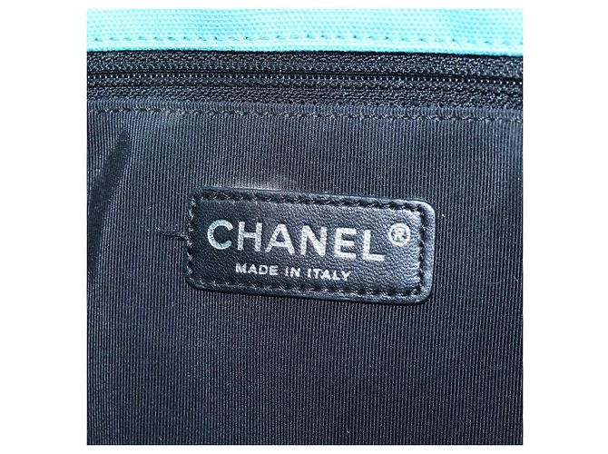 Borsa a tracolla con catena CHANEL Canvas Blu Turchese Argento CC Auth 195104M - vista 23