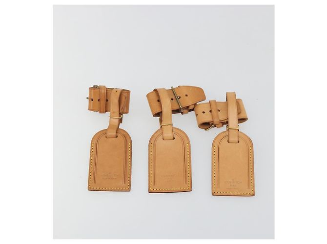 LOUIS VUITTON Etichetta per nome Powanie Set di 10 Pelle Powanie Beige LV Auth 192568 - vista 4