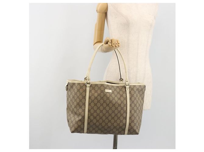 Gucci Borsa Tote GG Supreme in PVC Beige Oro 197953 Auth 194383 - vista 22