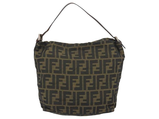 Borsa a Tracolla FENDI Zucca Canvas Nero Marrone Auth 193345 - vista 2